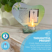 Load image into Gallery viewer, HER SMILE GLASS MEMORIAL CANDLE HOLDER AND PHOTO FRAME | thinking of you gifts | Mum memorial gift | memory gifts for Mother, Mum, Mom, Grandmother, Granny
