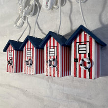 Load image into Gallery viewer, 4 x Red and white beach hut light pull | Nautical Theme Wooden Beach Hut Cord Pull Light Pulls