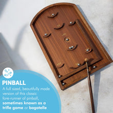 Load image into Gallery viewer, Classic Vintage Tabletop Trifle Game: Shuffleboard, Pinball & Bagatelle with Flick Stick - Retro Multi-Game Entertainment