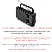 Load image into Gallery viewer, Bush Black Portable FM/AM Radio | Headphone Jack | Telescopic antenna