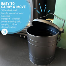 Load image into Gallery viewer, Ash Bucket with Lid in Matt Black, Fireplace Accessory
