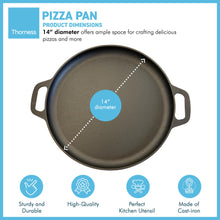 Load image into Gallery viewer, Black Cast Iron 14” Pizza Pan | Skillet for cooking | Baking and grilling | Long lasting and durable | Even heating