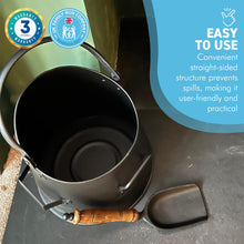 Load image into Gallery viewer, 28cm(h) Straight sided Matt Black COAL BUCKET with shovel | scuttle | hod | BUILT IN 30CM SHOVEL | Fireside accessory | log store | fireplace