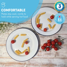 Load image into Gallery viewer, 2 x 24cm White Enamel Dinner Plates | Enamel plate | Set of 2 plates | Traditional dinner plate | Kitchen plate for pies, sides and dinner | 24cm diameter each