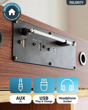 Load image into Gallery viewer, DAB+ Radio & CD Player | Compact Wooden HiFi Music System | Bluetooth Digital Home Stereo | FM, 20 Presets, Radio Alarm, & Remote Control | AUX & USB Input | USB Charging | MAJORITY Oakington (Walnut)