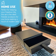 Load image into Gallery viewer, Black powder coated FIRESIDE METAL SQUARE ASH PAN CARRIER BOX AND SHOVEL SET |  Easy Cleaning of Ashes Ideal Fireplace Accessory for Indoor Log Burner & Open Fires