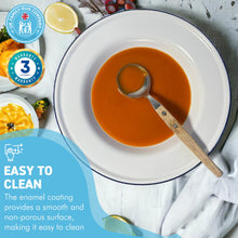 Load image into Gallery viewer, 24CM WHITE ENAMEL SOUP PLATE | Meal plate | Enamel plate | Large deep plate | Traditional plate | Kitchen plate for soup sides pasta | 24cm diameter with 4cm depth