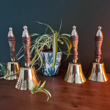 Load image into Gallery viewer, Set of Four Elegant 18cm Aluminium Library Hand Bell with Antique Brass Finish and Wooden Handle
