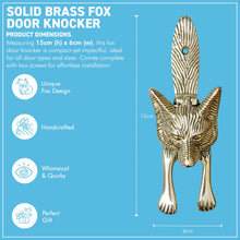 Load image into Gallery viewer, Solid Brass Fox Door Knocker, Unique Fox Design, Handcrafted Animal Detailing, Smart Door Hardware