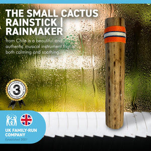 SMALL CHILLEAN CACTUS RAINSTICK | Rainmaker | 25 cm Long | 10 inches Long  | Cactus Rainmaker| Percussion Music | Rain Sound | Tropical Rainforest |Calm Relaxing Sounds |Meditation| Baby Calming | Shaker | Maracas