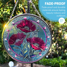 Load image into Gallery viewer, Vibrant 6-Inch Poppy Design Stained Glass Suncatcher - Elegant Window Decor for a Splash of Colour