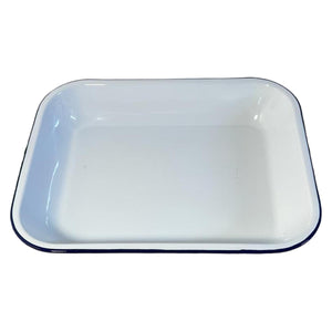 CLASSIC BLUE and WHITE ENAMEL BAKING TRAY| Enamelware | 34cm X 28cm | Ovenware | Baking Tray | Cookware | Roasting Tray | Oven Safe | Dishwasher Safe