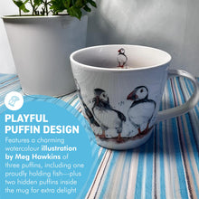 Load image into Gallery viewer, Puffin Trio Mug, 100% Bone China, Gift for Nature Lovers, Coastal Home Decor