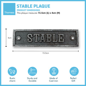 Cast iron antique style stable door plaque | horse stable | door decor |metal plaque | door sign | 15.5cm x 4cm