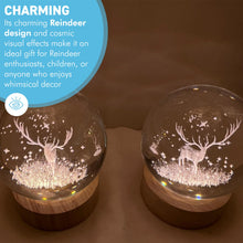 Load image into Gallery viewer, Set of Two 3D Crystal Ball Night Light USB Lamp with Reindeer designs, elegant modern illumination for any room