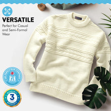Load image into Gallery viewer, Pure British Wool Guernsey Sweater | Large | Ecru neutral colour | 100% British wool with a traditional textured pattern | Crew neck | Fisherman jumper | Tight knit weave