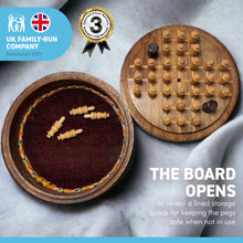 Load image into Gallery viewer, 10cm Diameter WOODEN PEG SOLITAIRE BOARD GAME classic wooden solitaire game | strategy board game | family board game | games for one | board games | Premium travel solitaire set