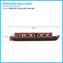 Load image into Gallery viewer, Detailed 20 cm long wooden Mallard Model Canal narrowboat Barge model