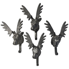 Load image into Gallery viewer, Set of 4 Wall-Mounted Cast Iron Deer Head Hook for Hats, Coats ,Durable and Stylish
