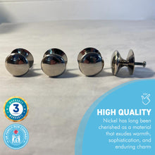 Load image into Gallery viewer, Cherema Nickel Knob | Set of 4 door knobs | Nickel cupboard knobs | Cabinet hardware | Antique nickel cupboard handles | Cupboard door handles | 30mm