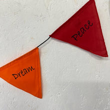 Load image into Gallery viewer, Affirmation Multi Coloured Bunting | Hope, Faith, Love, Happiness, Believe, Dream and Peace | Well Being Bunting | 190 cm length flags measure 14cm |Garland for Garden Wedding Birthday Indoor Outdoor