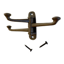 Load image into Gallery viewer, Cast Iron SWIVEL COAT HOOK Black 3-Hinge Wall & Door Mounted Vintage Style Hook
