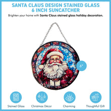 Load image into Gallery viewer, Father Christmas 6-Inch Stained Glass Suncatcher Featuring Santa Claus Design, Festive Holiday Decor