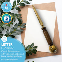 Load image into Gallery viewer, Wooden handled Brass Paper Knife with baseball-shaped end | Letter Opener | Desk Accessory |Envelope Opener | Paper Cutting Knife | Sturdy and Durable | Suitable for Office or Home use