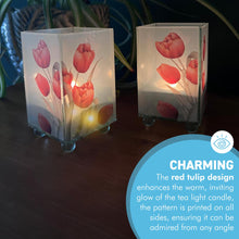 Load image into Gallery viewer, Set of 2 Elegant Red Tulip Glass Votive Candle Holders – Decorative Accent for Warm Ambiance, Ideal for Home Decor, Gifts & Special Occasions