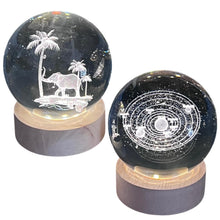 Load image into Gallery viewer, Set of Two 3D Crystal Ball Night Light USB Lamp with Galaxy and Elephant designs, elegant modern illumination for any room
