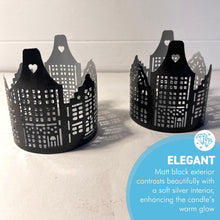 Load image into Gallery viewer, Set of 2 black & silver Tealight Holders,  stylish home decor
