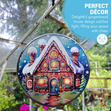 Load image into Gallery viewer, 6-Inch Stained Glass Suncatcher - Gingerbread House Design for Windows, Holiday Decor, and Gifts