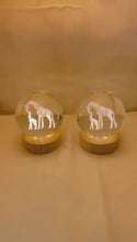 Load and play video in Gallery viewer, Set of Two 3D Crystal Ball Night Light USB Lamp with Giraffe designs, elegant modern illumination for any room