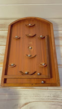 Load and play video in Gallery viewer, Classic Vintage Tabletop Trifle Game: Shuffleboard, Pinball & Bagatelle with Flick Stick - Retro Multi-Game Entertainment