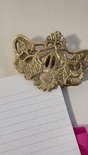 Load and play video in Gallery viewer, Elegant and Sturdy Polished Brass Sunflower Desk Clip โ Multifunctional Leaf Clamp, Binder Clip, and Bookmark for Office & Home