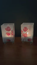 Load and play video in Gallery viewer, Set of 2 Elegant Red Tulip Glass Votive Candle Holders – Decorative Accent for Warm Ambiance, Ideal for Home Decor, Gifts & Special Occasions