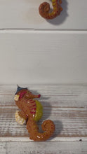 Load and play video in Gallery viewer, Pair of ceramic cute bobble hat Seahorse hanging ornaments | Light Pulls | Nautical Theme ceramic Cord Pull Light Pulls
