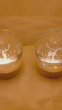 Load and play video in Gallery viewer, Set of Two 3D Crystal Ball Night Light USB Lamp with Reindeer designs, elegant modern illumination for any room