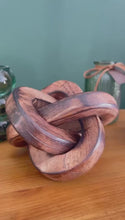 Load and play video in Gallery viewer, Pair of Rustic Wooden 3-Link Knot Ornaments for Home Decor - Ideal for Living Room, Shelf & Coffee Table