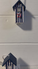 Load and play video in Gallery viewer, Pair of Dark Blue beach hut light pulls | Nautical Theme Wooden Beach Hut Cord Pull Light Pulls