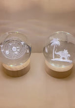 Load and play video in Gallery viewer, Set of Two 3D Crystal Ball Night Light USB Lamp with Galaxy and Elephant designs, elegant modern illumination for any room