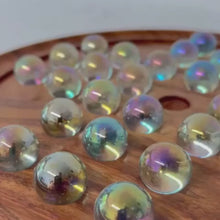 Load and play video in Gallery viewer, 30cm Diameter WOODEN SOLITAIRE BOARD GAME with SOAP BUBBLE CLEAR PEARLESCENT GLASS MARBLES | classic wooden solitaire game | strategy board game | family board game | games for one | board games