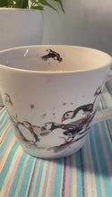 Load and play video in Gallery viewer, Puffin Group Mug, 100% Bone China, Gift for Nature Lovers, Coastal Home Decor