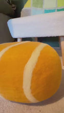 Load and play video in Gallery viewer, Handmade Orange Wool Felt Pouf, 100% Pure Wool Ottoman, 40cm Seat Cushion for Modern Stylish Home Decor