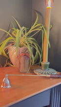 Load and play video in Gallery viewer, Brass Candle Snuffer 25cm long handle with wooden grip, safe wick extinguisher