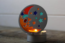 Load image into Gallery viewer, Silver Moon Star Multi Colour Glass Candle Holder