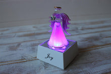 Load image into Gallery viewer, Crystal Glass Gold Gilded Joy Light Up Pink Angel Ornament