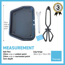 Load image into Gallery viewer, Traditional ash pan 33cm wide (13") with handle and heavyweight cast iron tongs | Ideal for Standard Sized fire grates | ash pan for open fires | ash pan for log burners| fire ash pan