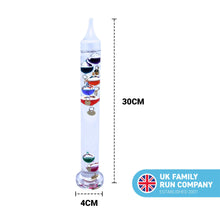 Load image into Gallery viewer, 30cm tall Free standing galileo thermometer
