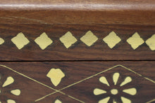 Load image into Gallery viewer, Leaf Pattern Brass Solid Wood Treasure Chest Trinket Box